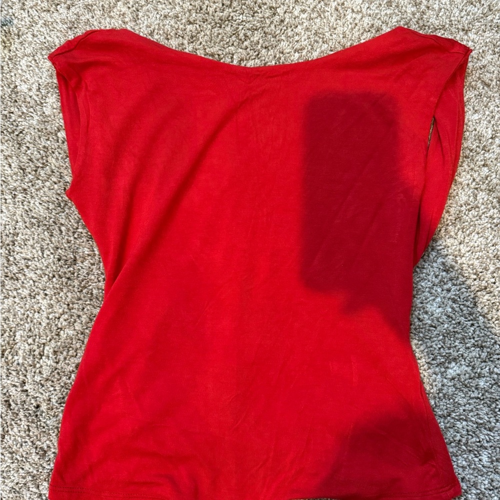 See You Monday Vibrant Red Short Sleeve Top